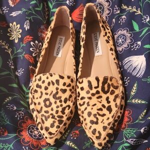 Steve Madden Leopard-Print Pointed-Toe Flats in Tan and Black
